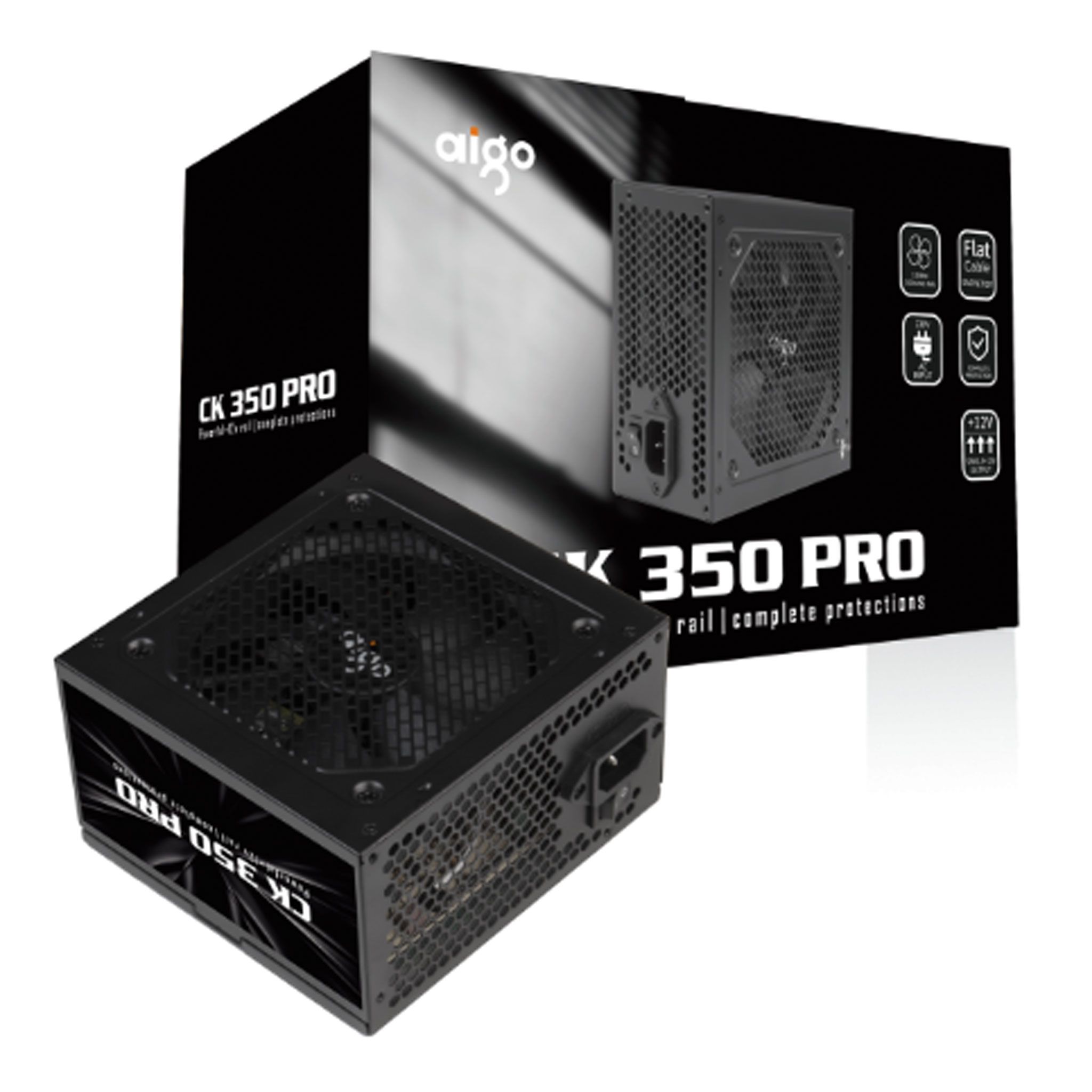 Nguồn AIGO CK350 Pro | 350W, ATX, Dây cáp dẹt đen