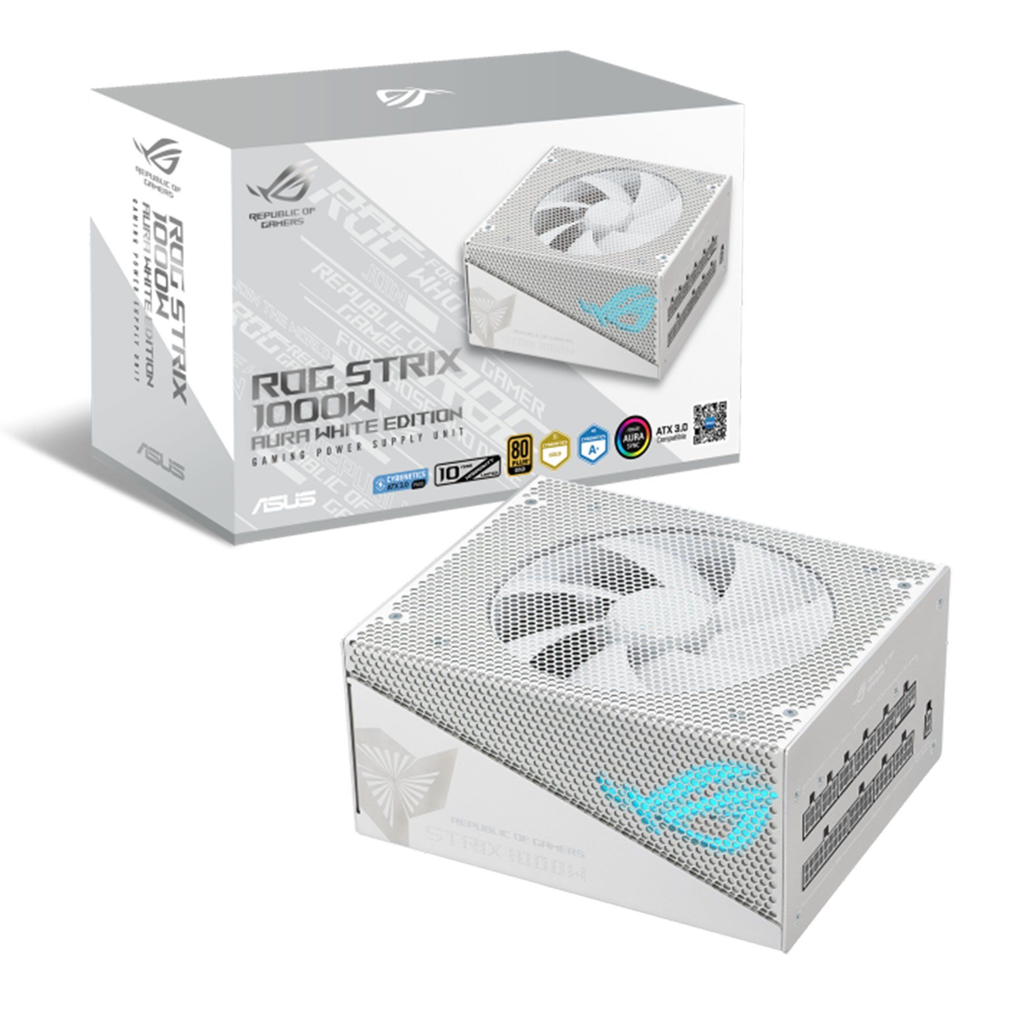 Nguồn ASUS ROG Strix 1000W Gold Aura White Edition - Trắng | 1000W, 80 Plus Gold, Full Modular, PCIe 5.0