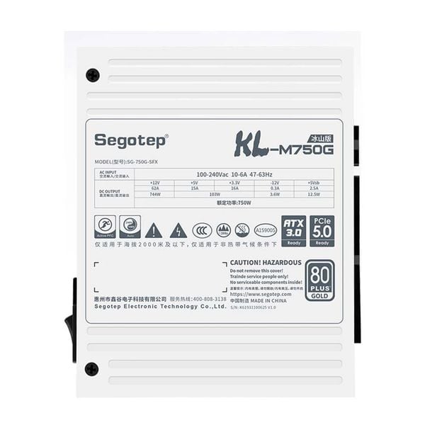  Nguồn máy tính Segptep Kunlun M750 Gold ATX3.0 | Full Module SFX, Trắng 