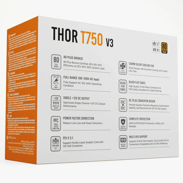  Nguồn máy tính XIGMATEK Thor T750 V3 750W 80 Plus Bronze | Non Modular, ATX 