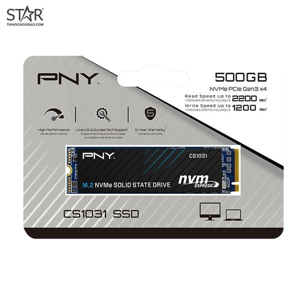  Ổ cứng SSD PNY M280CS1031 500GB | PCIe Gen3 x4 NVMe, M.2 2280 (M280CS1031-500-CL) 
