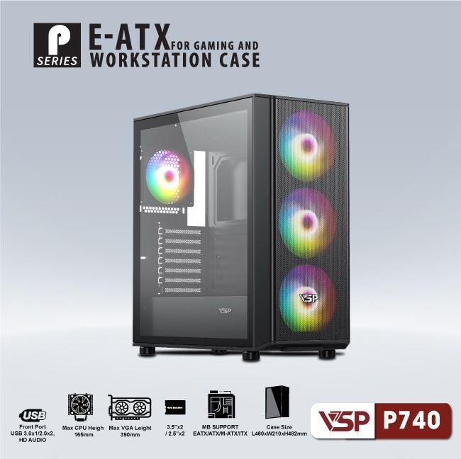 Thùng máy Case VSP Workstation P740 E-ATX