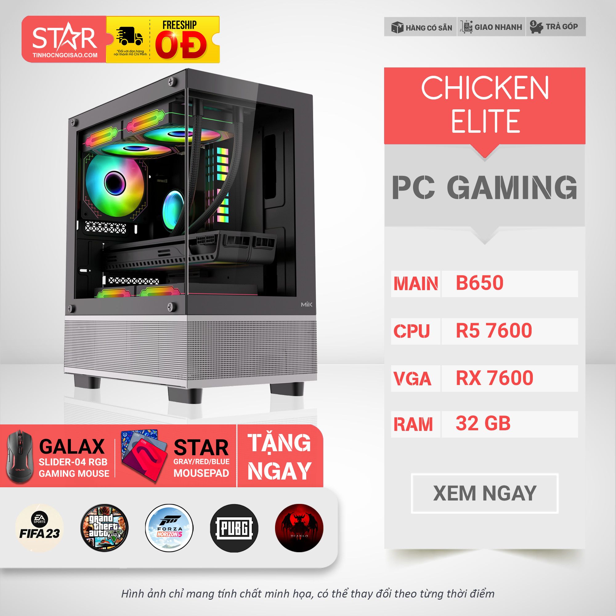 PC Gaming STAR CHICKEN ELITE | RX 7600, AMD