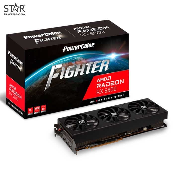 VGA Radeon RX 6800 16GB GDDR6 PowerColor Fighter (AXRX 6800 16GBD6-3DH/OC)