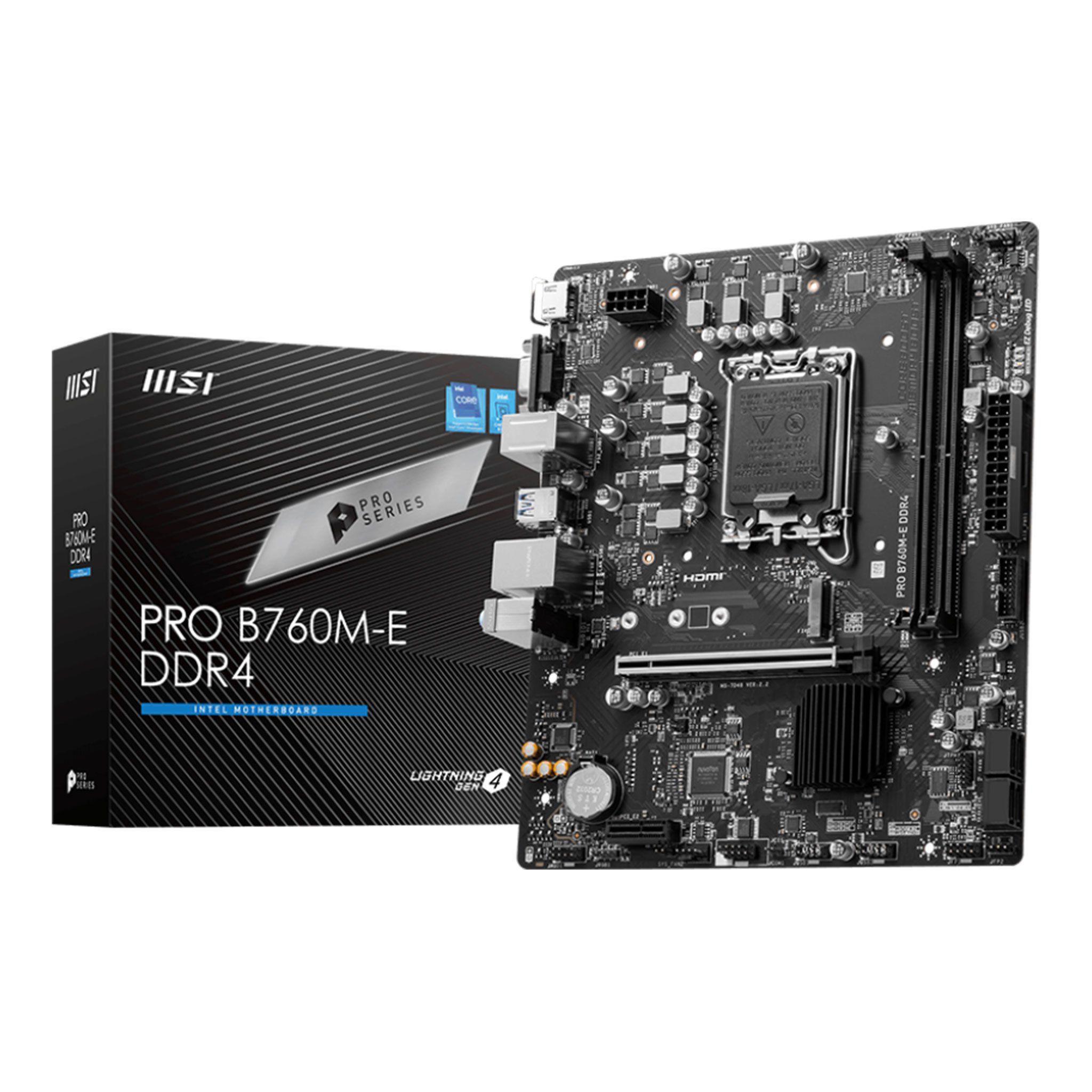 Mainboard MSI PRO B760M-E DDR4 | Intel B760, Socket 1700, mATX, 2 khe DDR4