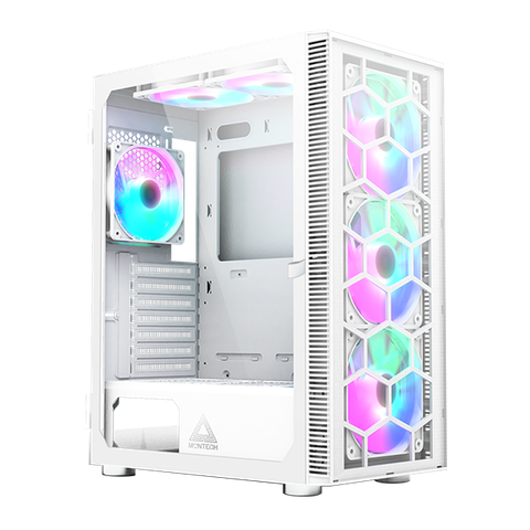 Thùng máy Montech X3 Glass - Trắng | Gắn sẵn 6 fan RGB