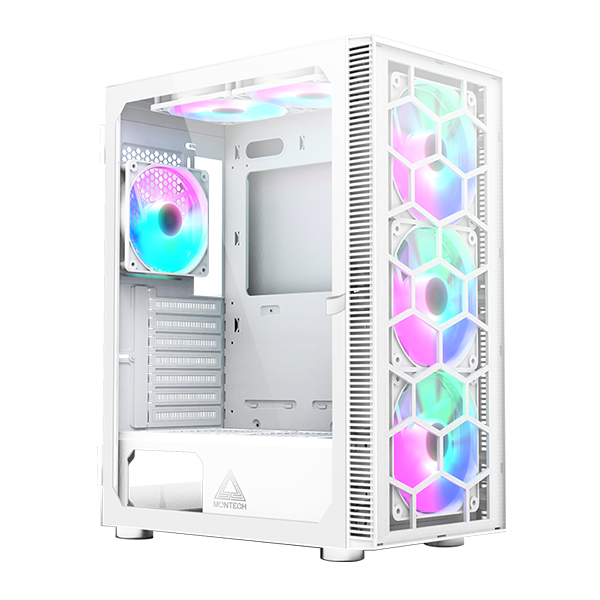 Thùng máy Case Montech X3 Glass - Trắng | Gắn sẵn 6 fan RGB