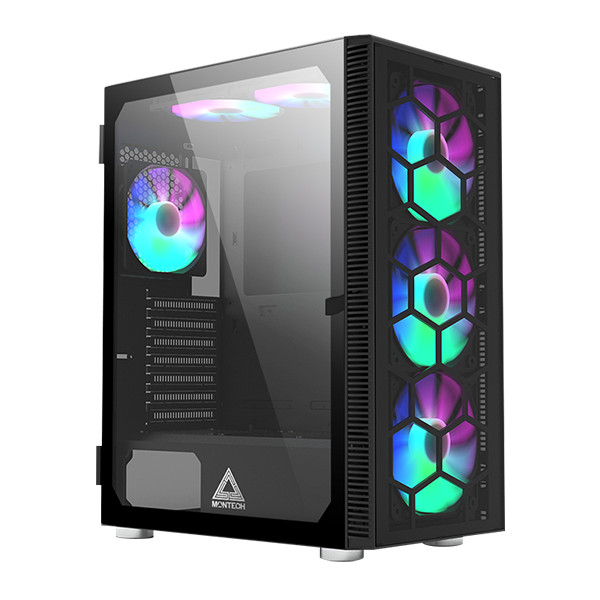 Thùng máy Case Montech X3 Glass - Đen | Gắn sẵn 6 fan RGB