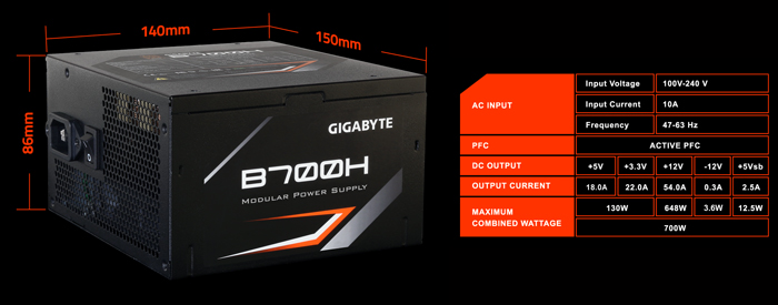 Nguồn Gigabyte GP-B700H 700W 80 Plus Bronze