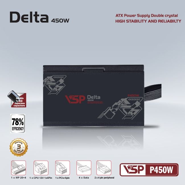 Nguồn VSP Delta P450W | 450W, ATX