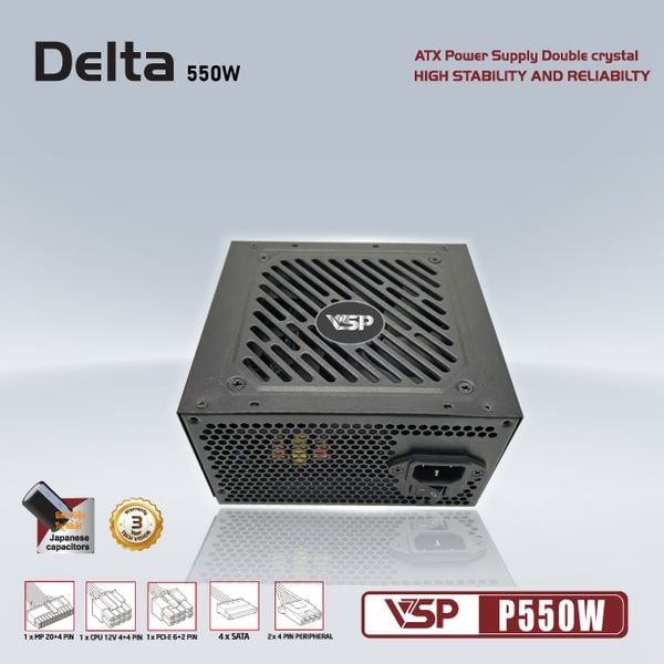  Nguồn máy tính VSP Delta P550 550W | Non Modular, ATX 