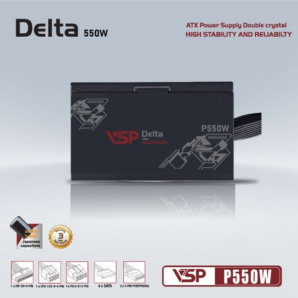  Nguồn máy tính VSP Delta P550 550W | Non Modular, ATX 