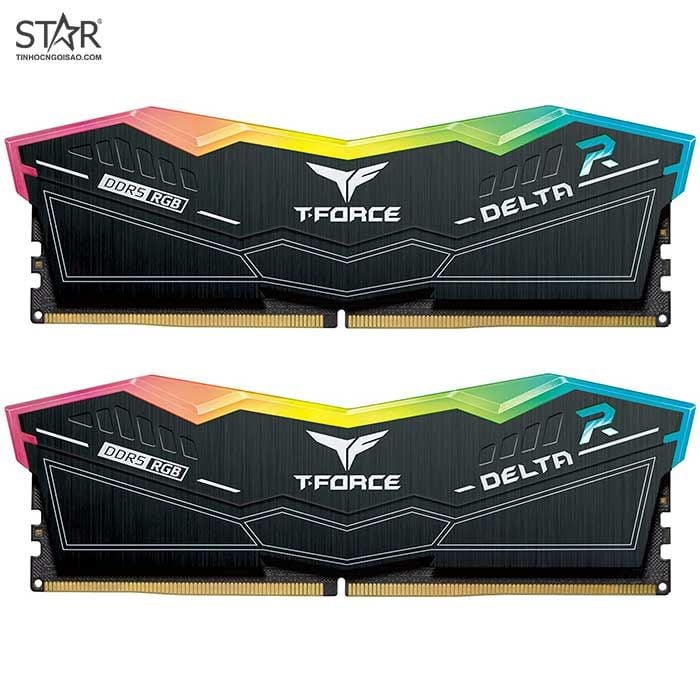 Ram DDR5 TEAMGROUP 32G/6000 T-Force Delta Black RGB (2x16GB) Tản Nhiệt (FF3D532G6000HC38ADC01)