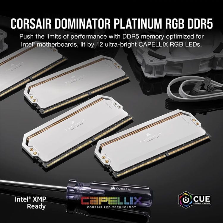 Ram Corsair Dominator Platinum RGB 64GB | DDR5, 5200MHz, 2x32GB, White (CMT64GX5M2B5200C40W)