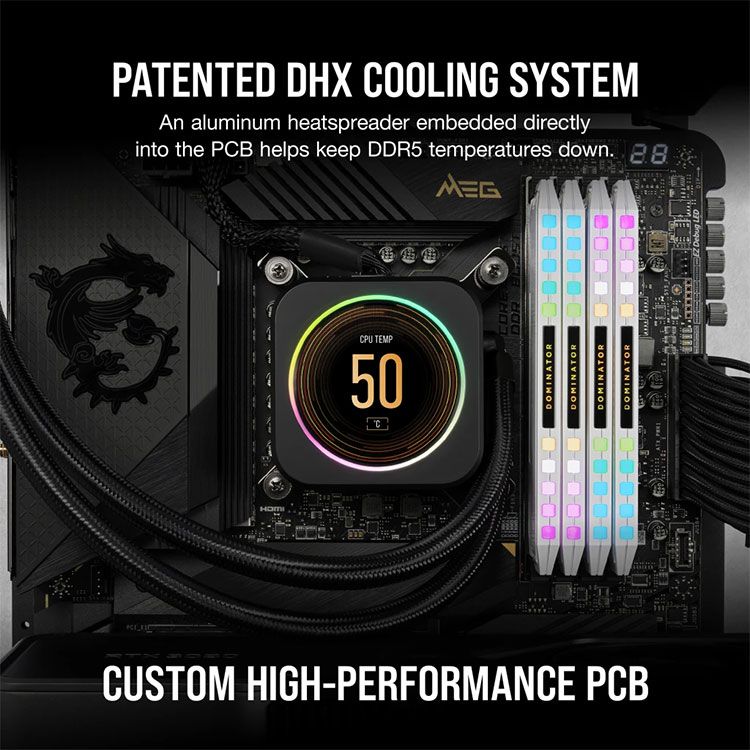 Ram Corsair Dominator Platinum RGB 64GB | DDR5, 5200MHz, 2x32GB, White (CMT64GX5M2B5200C40W)