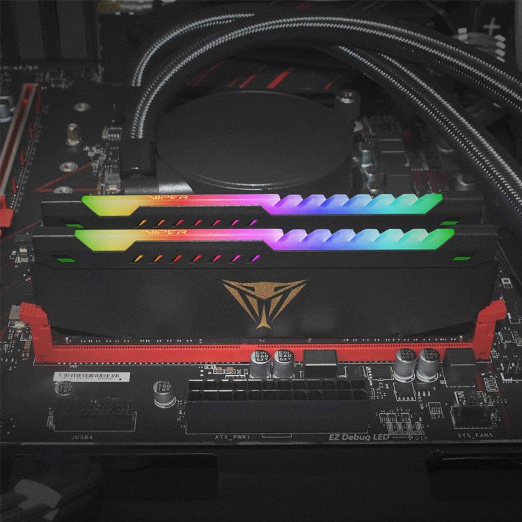 Ram Patriot Viper Steel RGB DDR4 RAM 32GB | 3200MHz, CL18, 2x16GB (PVSR432G320C8K)