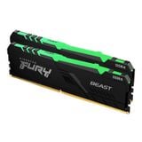  Ram PC Kingston HyperX Fury Beast RGB 64GB (KF432C16BBA/32) (2x32GB, DDR4, 3200MHz) 