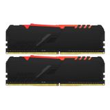  Ram PC Kingston HyperX Fury Beast RGB 64GB (KF432C16BBA/32) (2x32GB, DDR4, 3200MHz) 