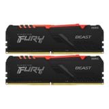  Ram PC Kingston HyperX Fury Beast RGB 64GB (KF432C16BBA/32) (2x32GB, DDR4, 3200MHz) 