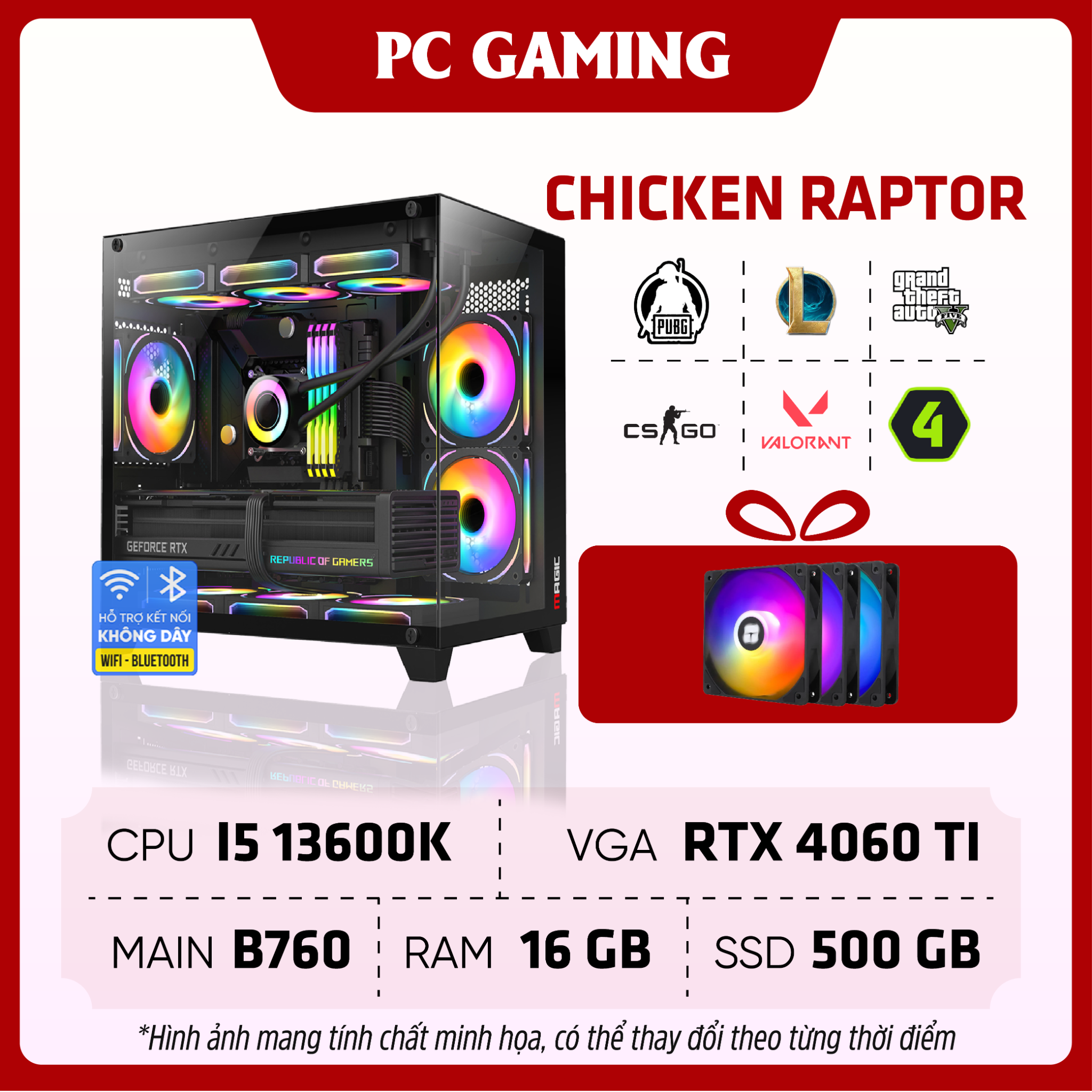PC Gaming STAR CHICKEN RAPTOR | RTX 4060TI, Intel