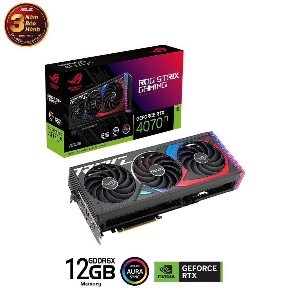 VGA Asus ROG Strix RTX 4070TI 12GB Gaming OC 3 Fan (ROG-STRIX-RTX4070TI-O12G-GAMING)