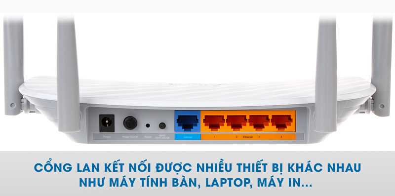 1 cổng WAN và 4 cổng LAN tốc độ 10/100Mbps - Router TP-LINK Archer C50 AC1200 Băng tần kép