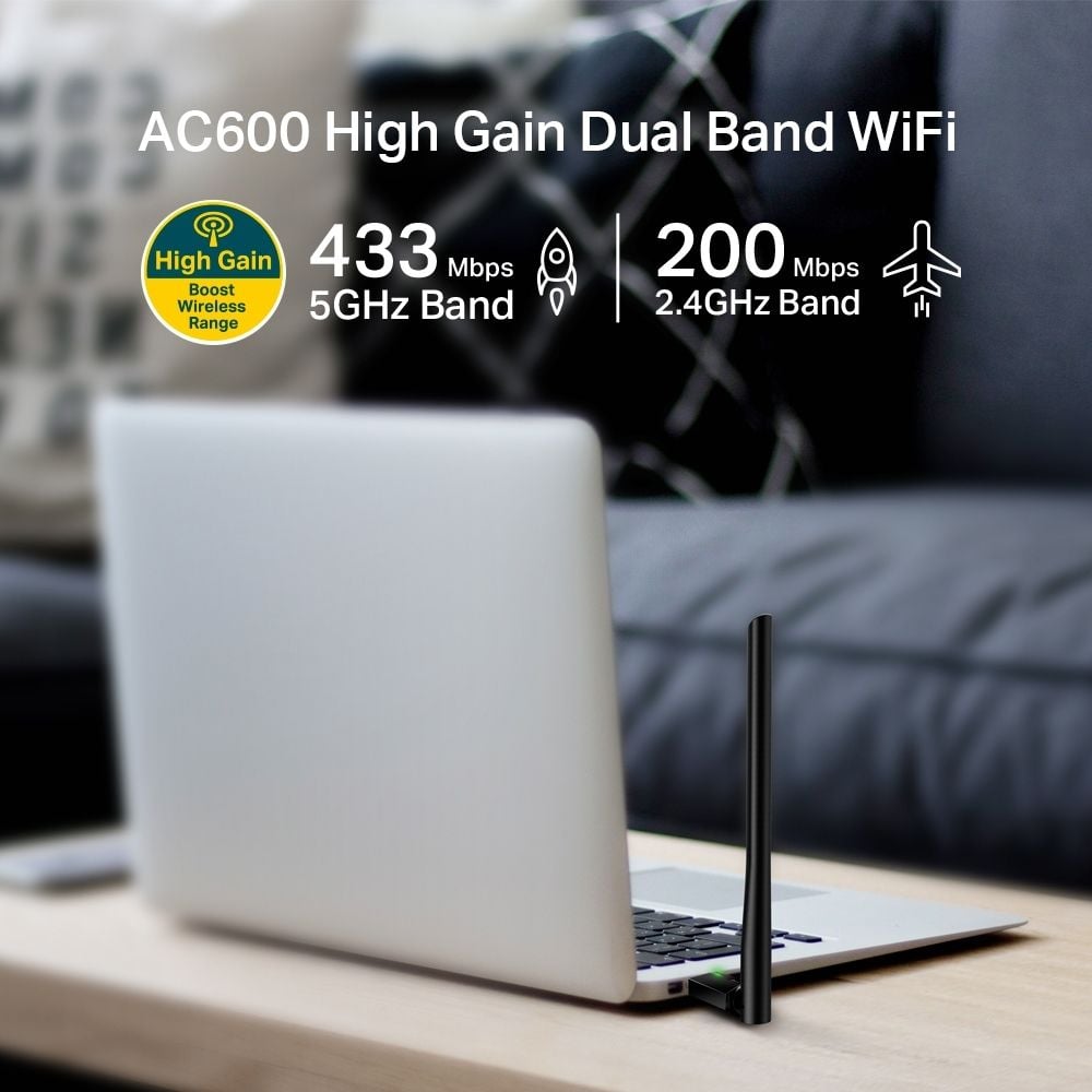 USB Thu wifi TP-Link Archer T2U Plus AC600 băng tần kép (2.4 GHz & 5 GHz)