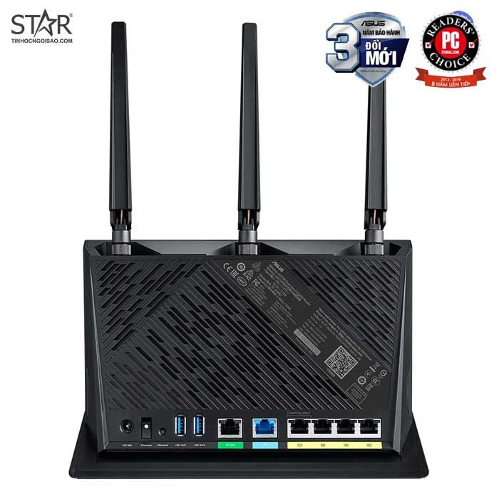 Phát Wifi Asus Gaming Router RT-AX86U Hai Băng Tần MU-MIMO – 3 anten Chính Hãng (Chuẩn AX5700 / WiFi 6 / AiMesh 360 WIFI Mesh / AiProtection / USB 3.1)