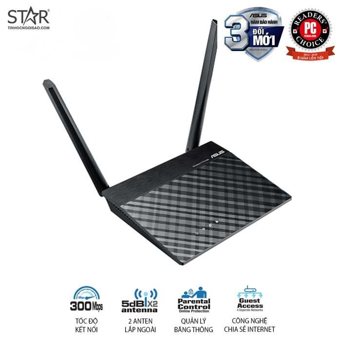 Phát Wifi Asus RT-N12+B1 Wireless N300Mbps – 2 anten Chính Hãng