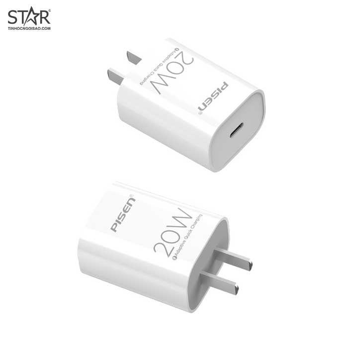 Bộ Cốc – Dây Sạc Pisen Quick Type-C Charger & Lightning Cable 20W (TS-C135) (Lightning)