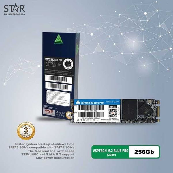  Ổ cứng SSD VSPTech Blue Pro 256GB | SATA III, M.2 2280 (VSPM2-256G BP) 