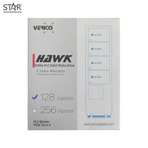  Ổ cứng SSD Verico Hawk 128GB | PCIe Gen3 x2 NVMe, M.2 2280 (1SSOH-SSMBC3-NN) 