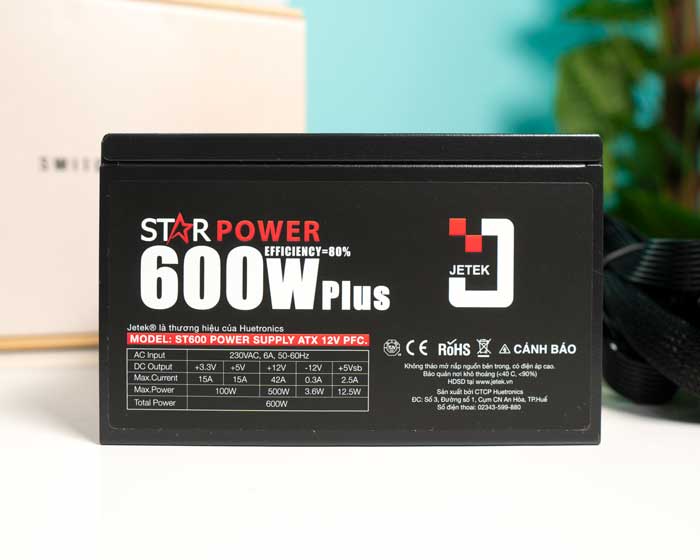 Nguồn Jetek STAR Power ST600 600W Plus + Dây Nguồn
