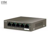  Switch PoE 5 Port Tenda 100Mb TEF1105P-4 (Vỏ sắt / Chống sét 6KV / Chuyên Camera IP) 