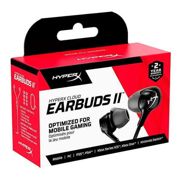 Tai nghe Gaming HP HyperX Cloud Earbuds II (70N24AA) | Có dây, Earbuds, Đen 