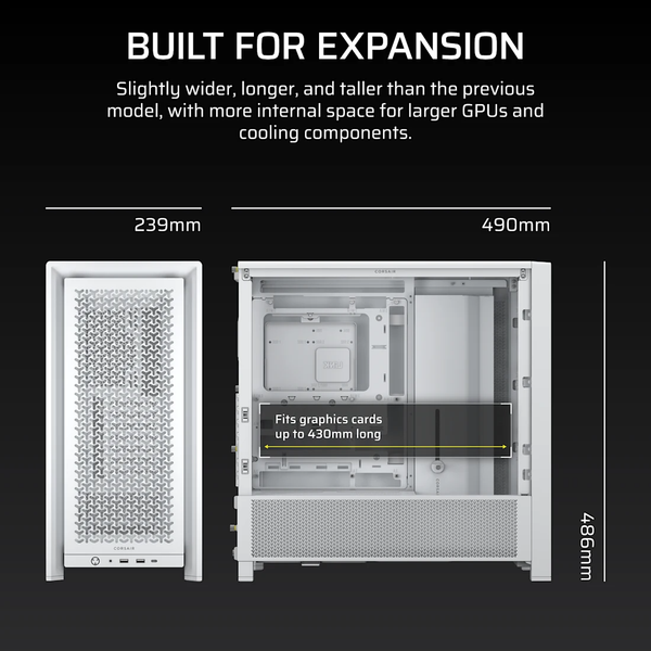  Thùng máy Corsair Frame 4000D Modular Mid Tower - White (CC-9011291-WW) 