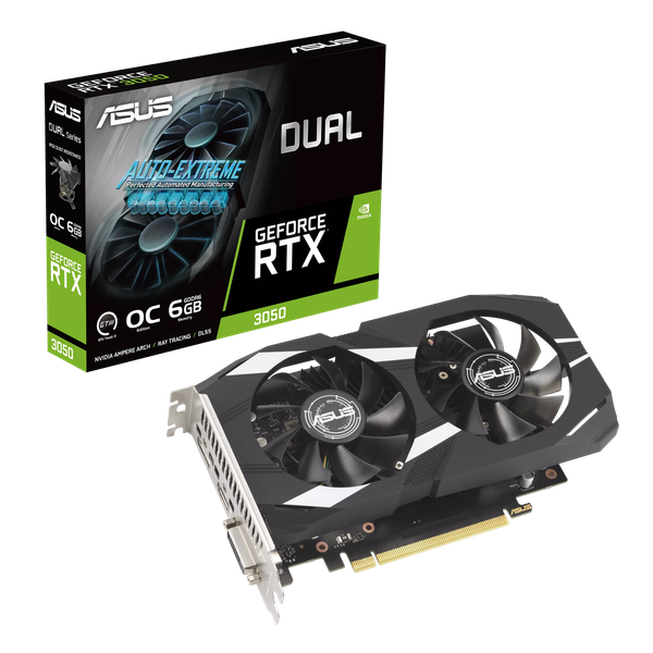 Card màn hình NVIDIA GeForce RTX 3050 ASUS Dual OC | 6GB GDDR6, 2304 CUDA, 450W 