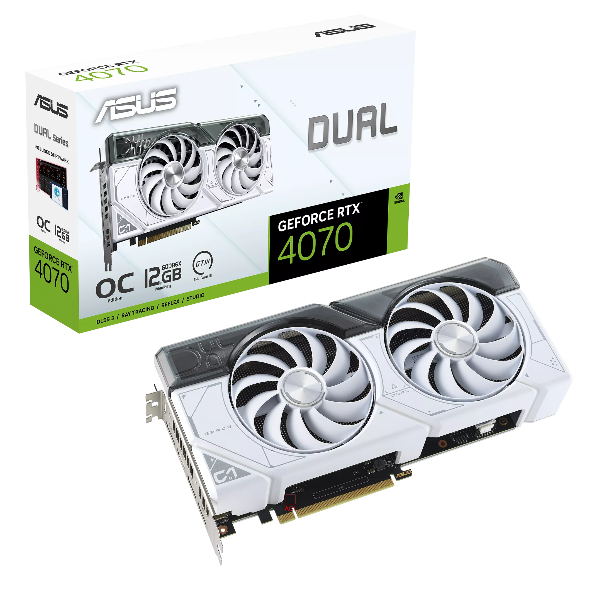 Card màn hình VGA ASUS Dual GeForce RTX 4070 White OC Edition 12GB GDDR6X (DUAL-RTX4070-O12G-WHITE)