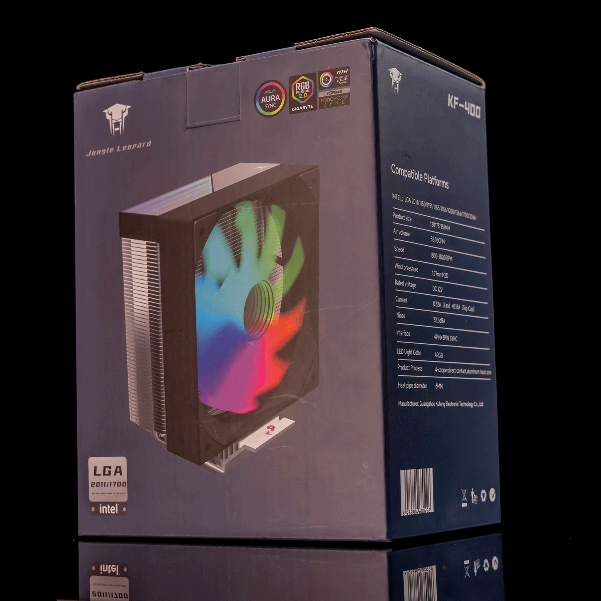 Tản nhiệt khí CPU Leopard KF400 Led RGB - Đen (Support 2011)