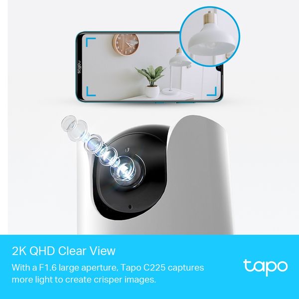  Camera WiFi trong nhà TP-Link Tapo C225 | 4MP, 2K, Hồng ngoại, 360°, Đàm thoại 