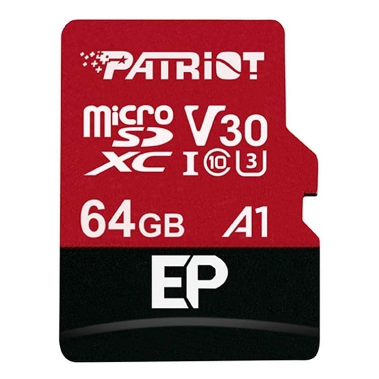 Thẻ nhớ 64GB Micro SD Patriot V30 A1 - EP Series (PEF64GEP31MCX) (100MB/s, V30, 4K video)
