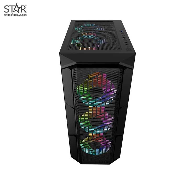 Thùng máy Case 1St Player XF | Đen, Kèm 4 Fan RGB