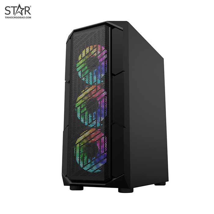 Thùng máy Case 1St Player XF | Đen, Kèm 4 Fan RGB