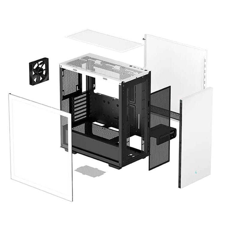 Thùng máy Case Deepcool CH510 (Mid Tower ATX, trắng, sẵn 1 fan đen)