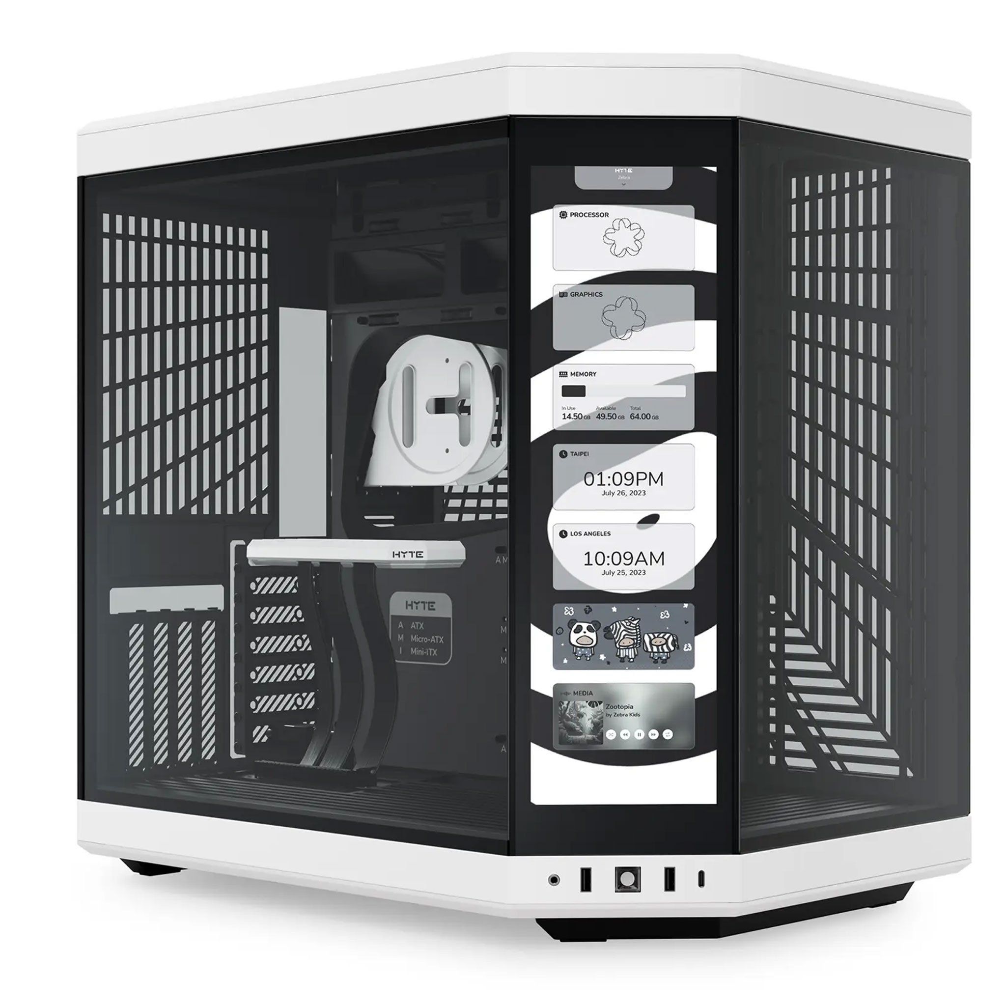 Thùng máy Case Hyte Y70 Touch - Black White | Kèm sẵn cáp Riser PCIe 4.0 (CS-HYTE-Y70-BW-L)