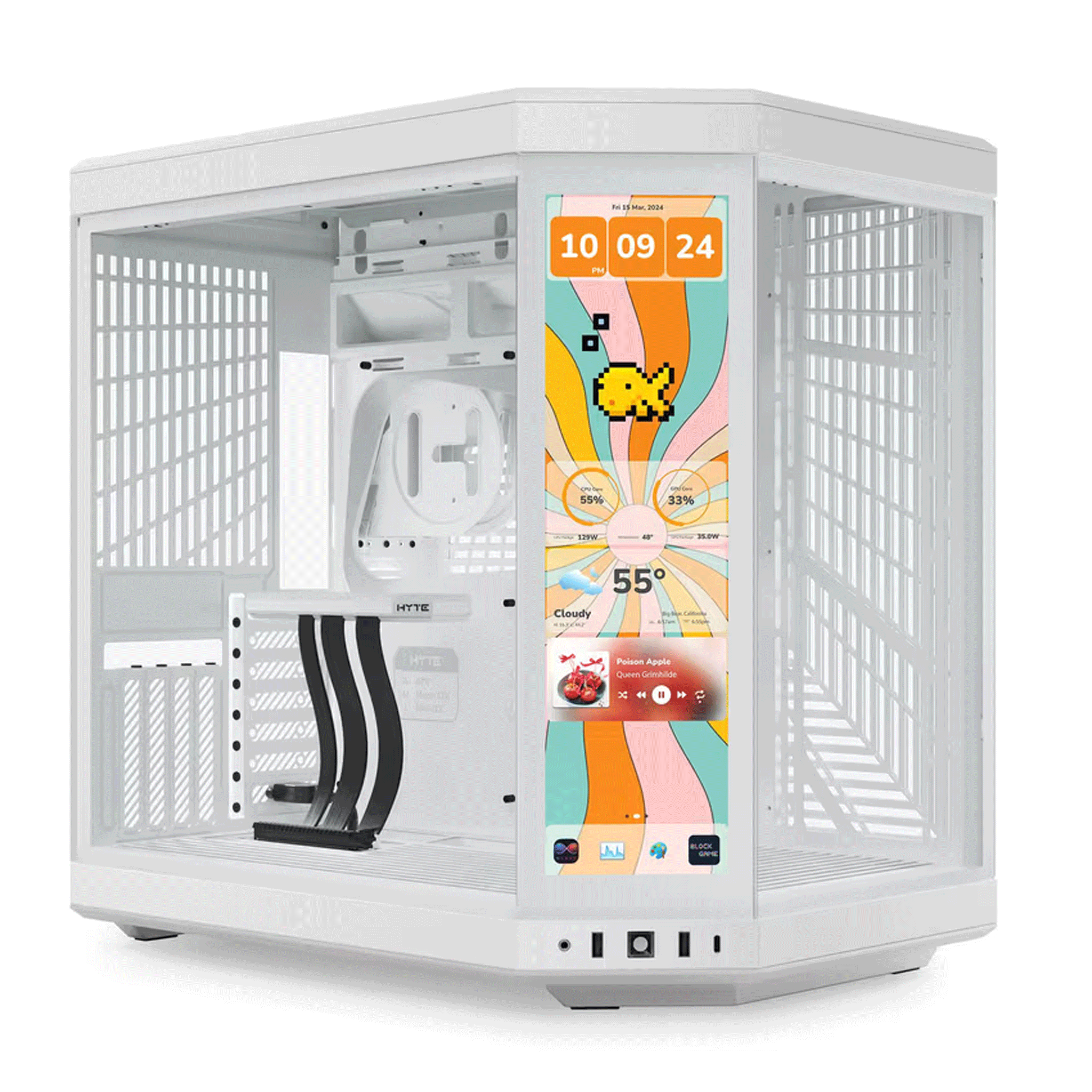 Thùng máy Hyte Y70 Touch Infinite - White | Kèm sẵn cable riser PCIe4.0 (CS-HYTE-Y70TI-WW)