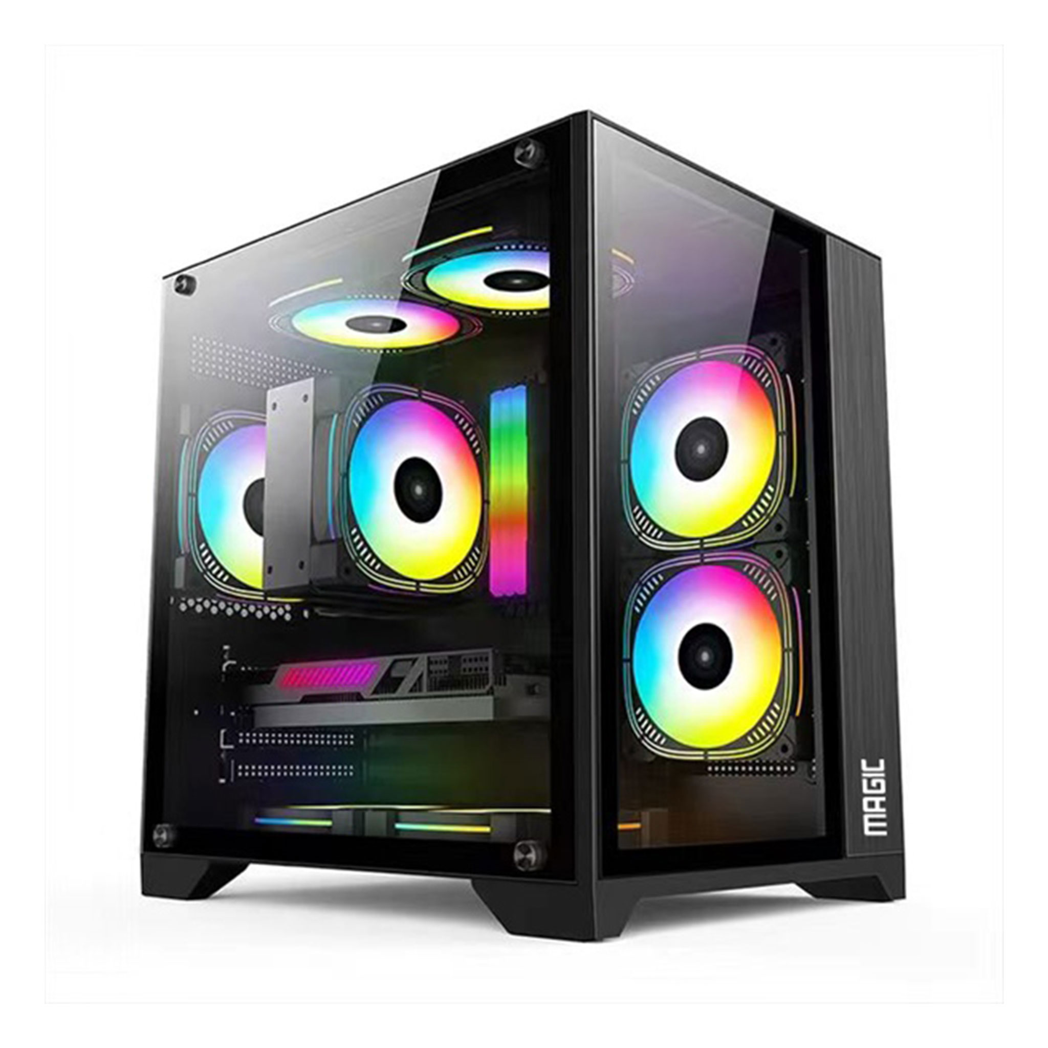 Thùng máy Case Magic Aqua M Elite Đen MATX, Không Fan