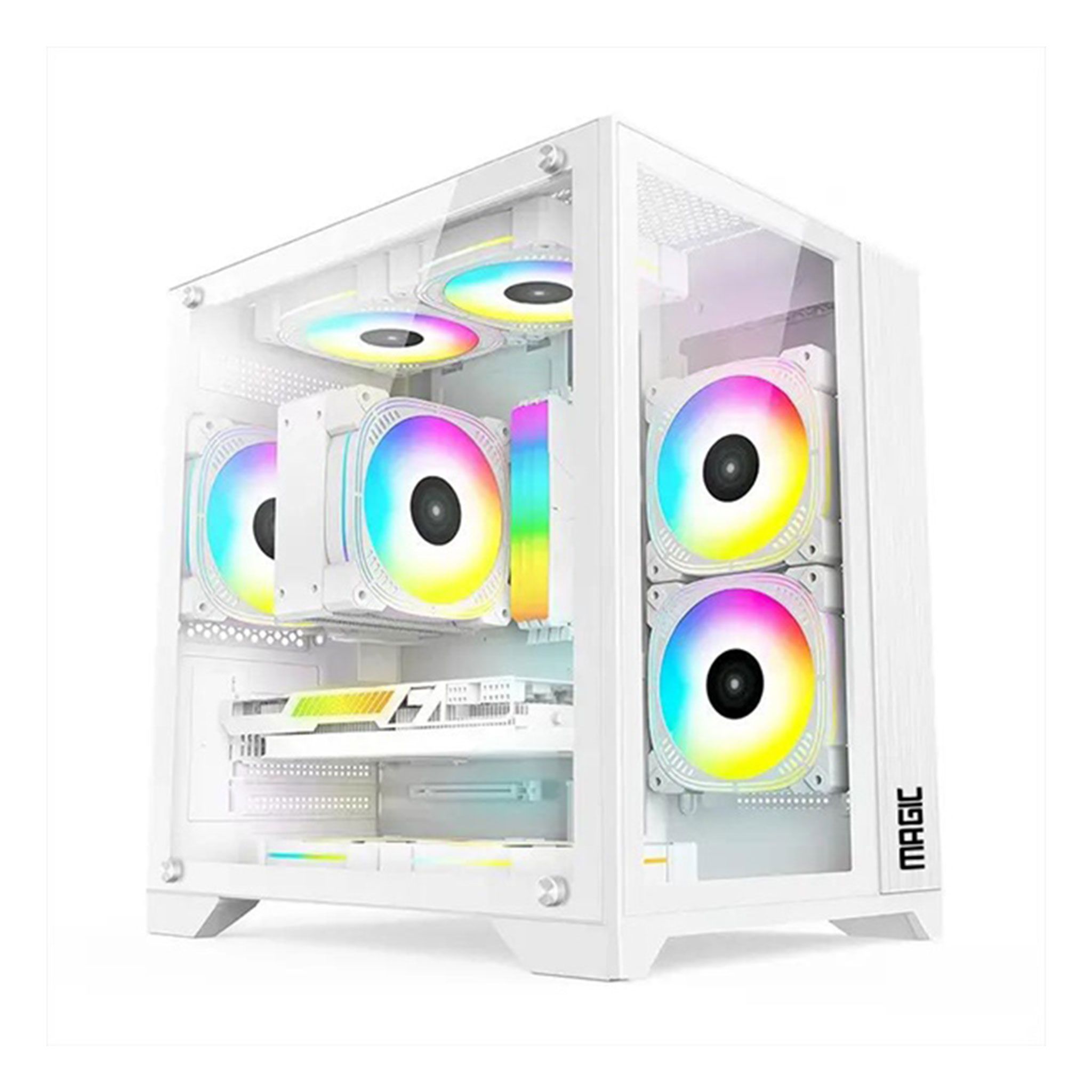 Thùng máy Case Magic Aqua M Elite Trắng MATX, Không Fan