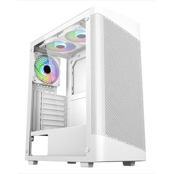 Thùng máy Case MAGIC GM-02 | ATX, Sẵn 3 Fan RGB, Trắng - Đen