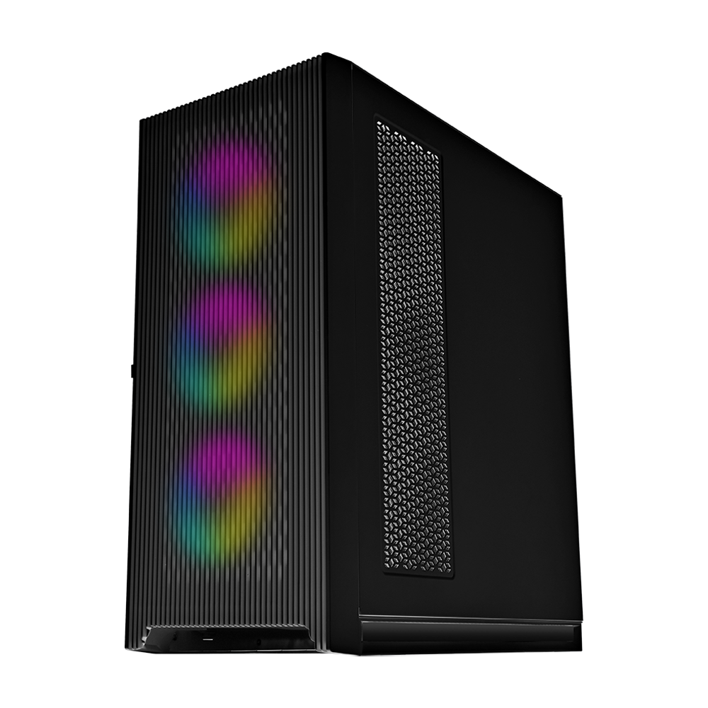 Thùng máy Case MIK STORM 360 Black | Đen, Kèm 3 Fan RGB